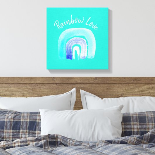 Blaue Regenbogenfarbe Liebe Leinwanddruck (Insitu (Schlafzimmer))