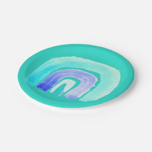 Blaue Regenbogenfarbe Liebe Pappteller (Schrägansicht)