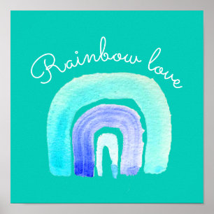 Blaue Regenbogenfarbe Liebe Poster
