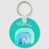 Blaue Regenbogenfarbe Liebe Schlüsselanhänger (Vorderseite)