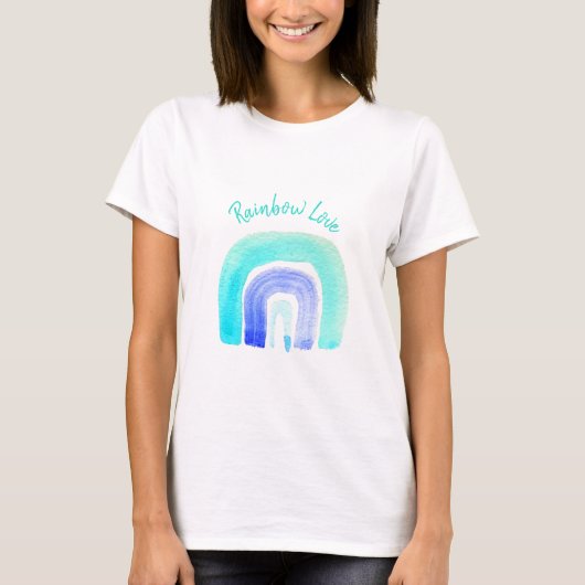 Blaue Regenbogenfarbe Liebe T-Shirt (Vorderseite)