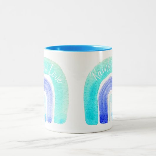 Blaue Regenbogenfarbe Liebe Zweifarbige Tasse (Mittel)