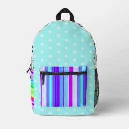 Blaue Regenbogenfarben, leuchtend bedruckte Rucksä Bedruckter Rucksack