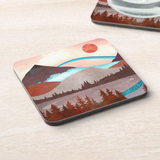 Blaue Regenbogenlandschaft Getränkeuntersetzer (Linke Seite)