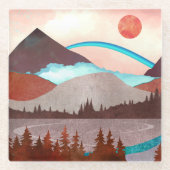 Blaue Regenbogenlandschaft Glasuntersetzer (Vorderseite)