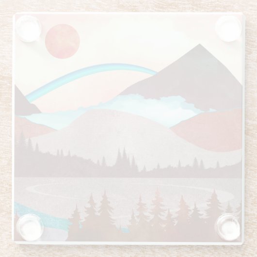 Blaue Regenbogenlandschaft Glasuntersetzer (Rückseite)