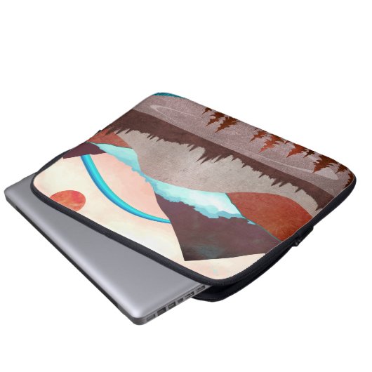 Blaue Regenbogenlandschaft Laptopschutzhülle (Vorne Knopf)