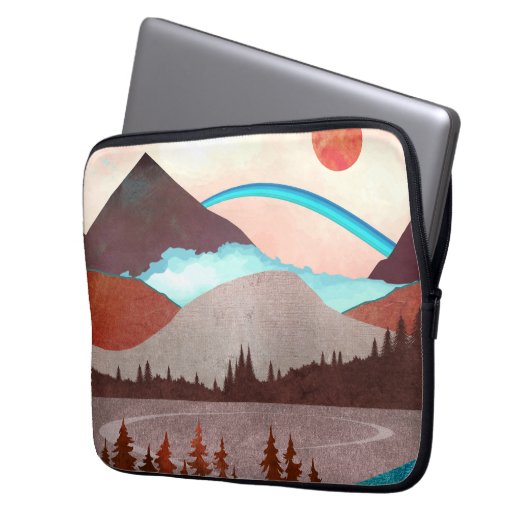 Blaue Regenbogenlandschaft Laptopschutzhülle (Vorderseite Links)