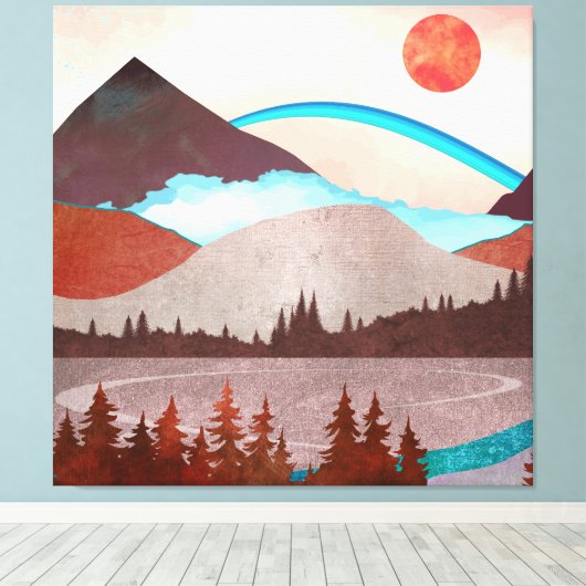 Blaue Regenbogenlandschaft Leinwanddruck (Insitu (Holzboden))