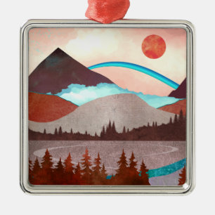 Blaue Regenbogenlandschaft Ornament Aus Metall