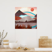 Blaue Regenbogenlandschaft Poster (Küche)
