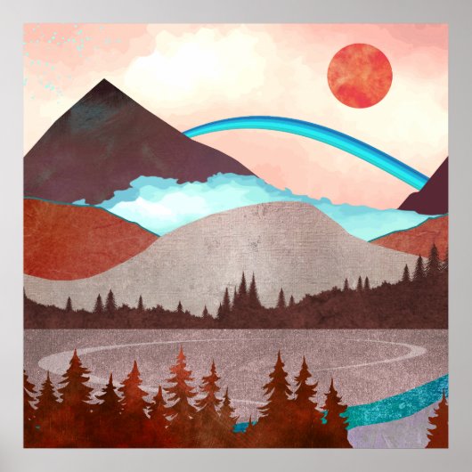 Blaue Regenbogenlandschaft Poster (Vorne)