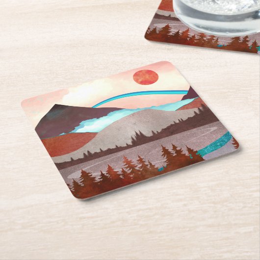 Blaue Regenbogenlandschaft Rechteckiger Pappuntersetzer (angewinkelt)