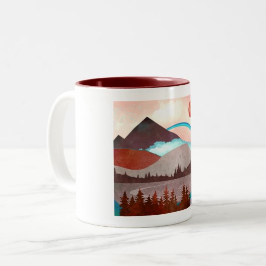 Blaue Regenbogenlandschaft Zweifarbige Tasse (Vorderseite Links)