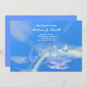 Blaue Regenbogentropfen für Boy Baby Shower Einladung (Vorne/Hinten)