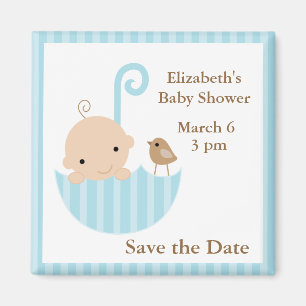 Blaue Regenschirm-Babyparty Magnet