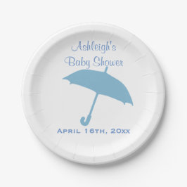 Blaue Regenschirm-Babyparty Pappteller