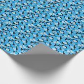 Blaue Regenschirme Muster 01 Schwarze BG Geschenkpapier (Ecke)