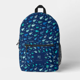 Blaue Regentropfen, kundenspezifisch Monogramm und Bedruckter Rucksack