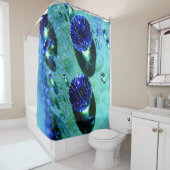 Blaue Regentropfen Wasserperlen, Tube Duschvorhang (Beispiel)