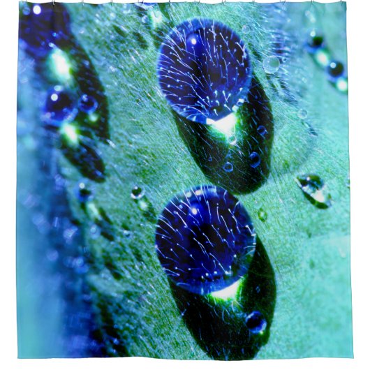 Blaue Regentropfen Wasserperlen, Tube Duschvorhang (Vorderseite)