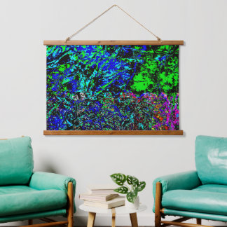 Blaue reiche Textur Holz-Wandteppich, Freude Wandteppich Mit Holzrahmen