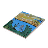 Blaue Reiher-Bucht Fliese (Seite)