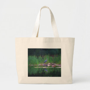 Blaue Reiher-Reflexions-Tierkunst-Taschen-Tasche Jumbo Stoffbeutel