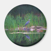 Blaue Reiher-Reflexions-Tiermalerei-Magnet Magnet (Vorne)