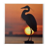 Blaue Reiher-Silhouette Fliese (Vorderseite)