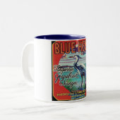 blaue Reihermarken-Tasse Zweifarbige Tasse (Vorderseite Links)