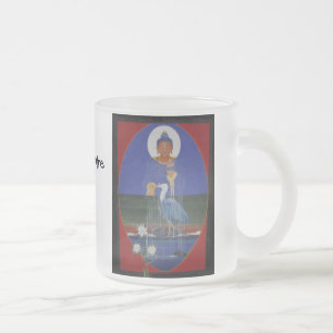 Blaue Reiherzen-Buddhist-Mitte-Kaffee-Tasse Mattglastasse