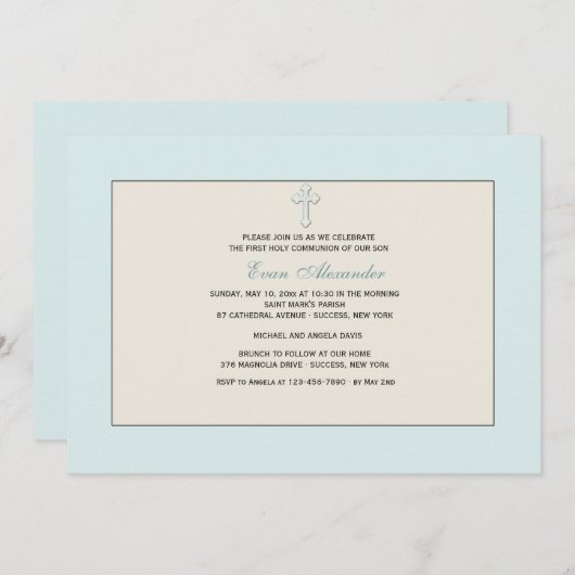 Blaue religiöse Einladung (Vorne/Hinten)