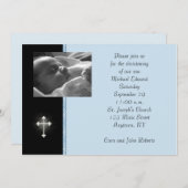 Blaue religiöse Foto-Karte Einladung (Vorne/Hinten)