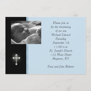 Blaue religiöse Foto-Karte Einladung
