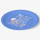 Blaue religiöse Ostern-Tabellen-Dekorationen Pappteller (Schrägansicht)