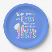 Blaue religiöse Ostern-Tabellen-Dekorationen Pappteller (Vorderseite)