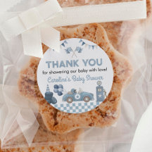 Blaue Rennwagen-Babyparty