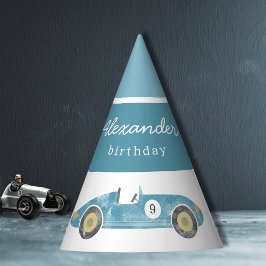 Blaue Rennwagen Geburtstag Partyhütchen