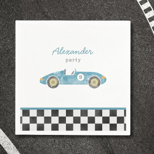 Blaue Rennwagen Geburtstag Serviette