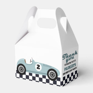 Blaue Rennwagen-Rennwimpel-Geburtstagsfeier Geschenkschachtel