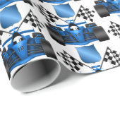 Blaue Rennwagenverpackung Party Geschenkpapier (Rolleneckpunkt)