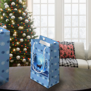 Blaue Rentier-Schneeflocken Weihnachten Kleine Geschenktüte