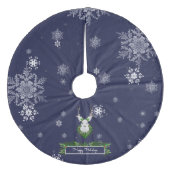 Blaue Rentierbaum-Rock Fleece Weihnachtsbaumdecke (Vorderseite)