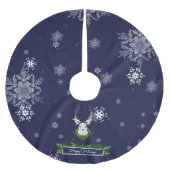 Blaue Rentierbaum-Rock Polyester Weihnachtsbaumdecke (Vorderseite)