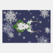 Blaue Rentierpapier Geschenkpapier Set (Vorderseite 3)