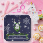 Blaue Rentierpapierplatte Pappteller (Party)