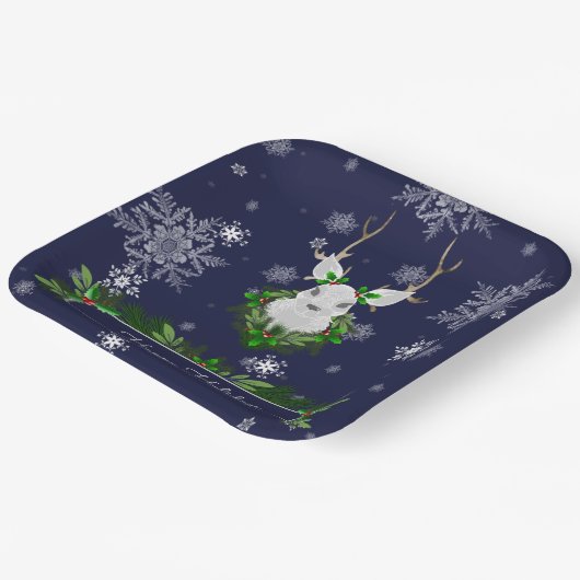 Blaue Rentierpapierplatte Pappteller (Gewinkelt)