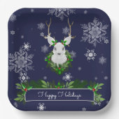 Blaue Rentierpapierplatte Pappteller (Vorderseite)