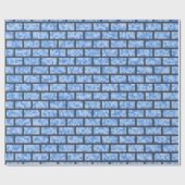Blaue Retro 8-Bitgraphik-Art-Ziegelsteine Geschenkpapier (Flach)